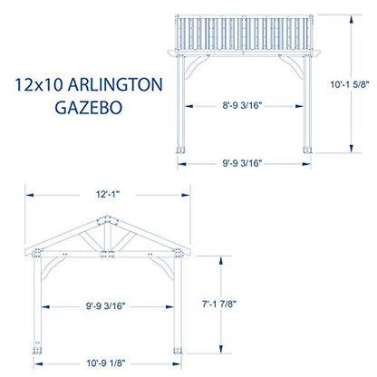 360FlipNorwood 20 ft. x 12 ft. All Cedar Wooden Carport Pavilion Gazebo with Hard Top Steel Roof