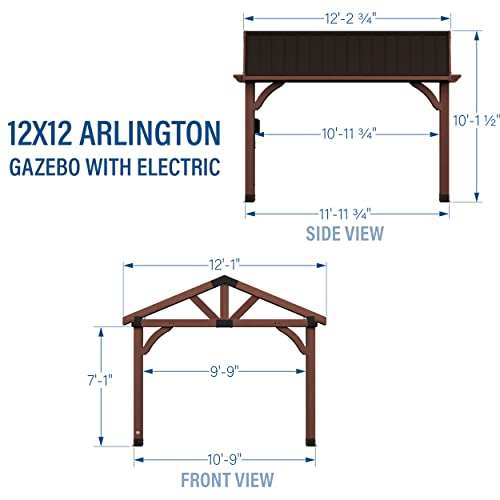 360FlipNorwood 20 ft. x 12 ft. All Cedar Wooden Carport Pavilion Gazebo with Hard Top Steel Roof