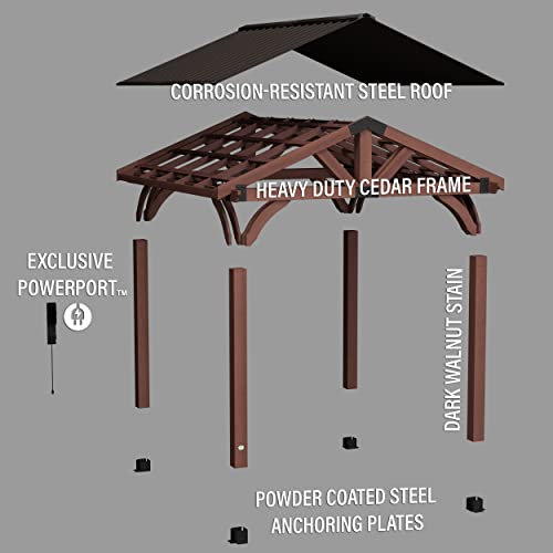 360FlipNorwood 20 ft. x 12 ft. All Cedar Wooden Carport Pavilion Gazebo with Hard Top Steel Roof