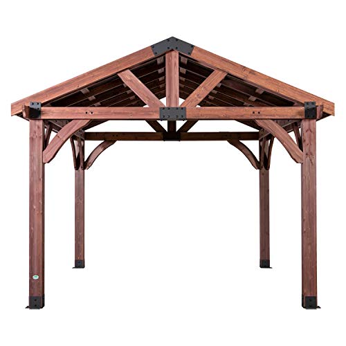 360FlipNorwood 20 ft. x 12 ft. All Cedar Wooden Carport Pavilion Gazebo with Hard Top Steel Roof