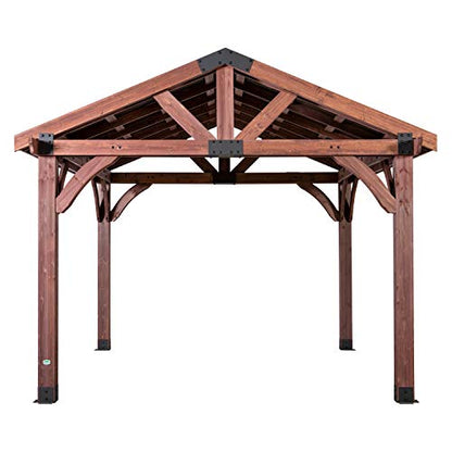 360FlipNorwood 20 ft. x 12 ft. All Cedar Wooden Carport Pavilion Gazebo with Hard Top Steel Roof