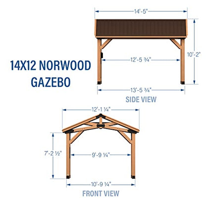 360FlipNorwood 20 ft. x 12 ft. All Cedar Wooden Carport Pavilion Gazebo with Hard Top Steel Roof