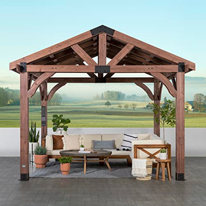 360FlipNorwood 20 ft. x 12 ft. All Cedar Wooden Carport Pavilion Gazebo with Hard Top Steel Roof