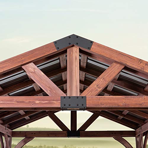 360FlipNorwood 20 ft. x 12 ft. All Cedar Wooden Carport Pavilion Gazebo with Hard Top Steel Roof