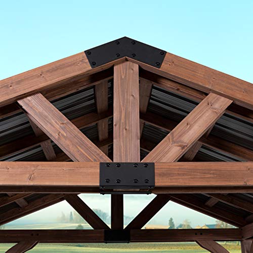 360FlipNorwood 20 ft. x 12 ft. All Cedar Wooden Carport Pavilion Gazebo with Hard Top Steel Roof