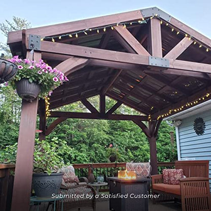 360FlipNorwood 20 ft. x 12 ft. All Cedar Wooden Carport Pavilion Gazebo with Hard Top Steel Roof