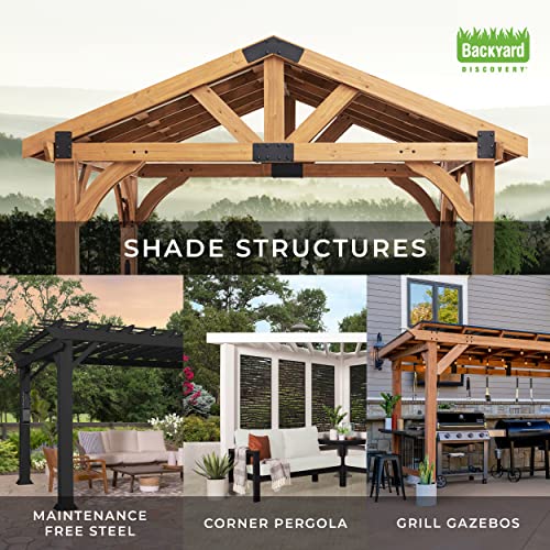 360FlipNorwood 20 ft. x 12 ft. All Cedar Wooden Carport Pavilion Gazebo with Hard Top Steel Roof