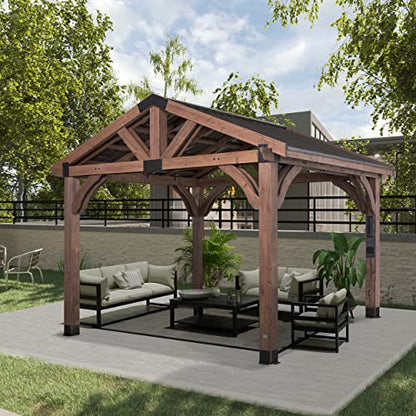 360FlipNorwood 20 ft. x 12 ft. All Cedar Wooden Carport Pavilion Gazebo with Hard Top Steel Roof