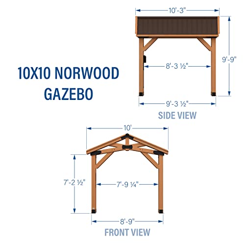 360FlipNorwood 20 ft. x 12 ft. All Cedar Wooden Carport Pavilion Gazebo with Hard Top Steel Roof