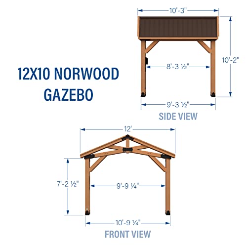 360FlipNorwood 20 ft. x 12 ft. All Cedar Wooden Carport Pavilion Gazebo with Hard Top Steel Roof