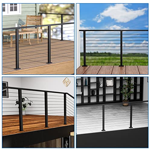 4Pack  Stainless Steel Black Square Weldless Wood / Concrete - Cable Railing