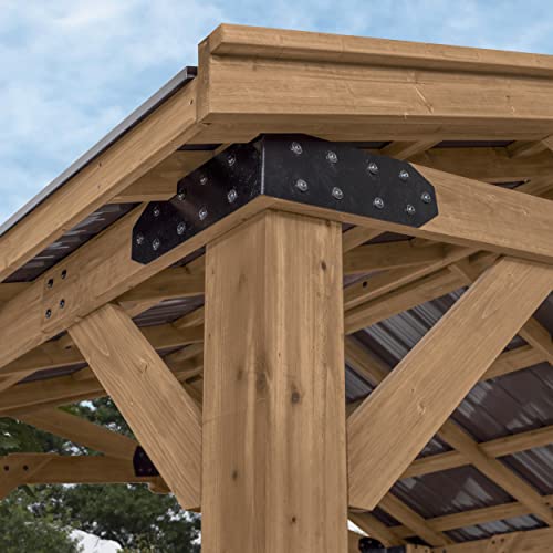 360FlipNorwood 20 ft. x 12 ft. All Cedar Wooden Carport Pavilion Gazebo with Hard Top Steel Roof