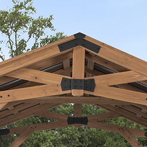 360FlipNorwood 20 ft. x 12 ft. All Cedar Wooden Carport Pavilion Gazebo with Hard Top Steel Roof