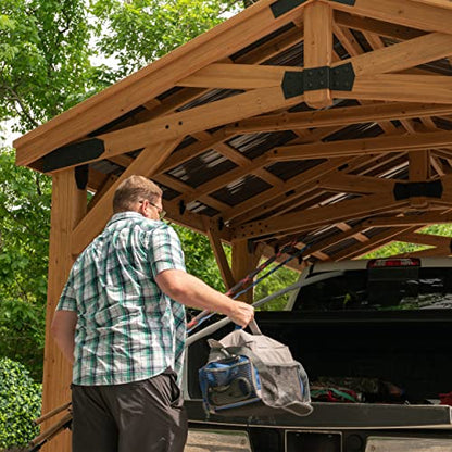 360FlipNorwood 20 ft. x 12 ft. All Cedar Wooden Carport Pavilion Gazebo with Hard Top Steel Roof