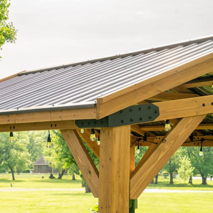 360FlipNorwood 20 ft. x 12 ft. All Cedar Wooden Carport Pavilion Gazebo with Hard Top Steel Roof