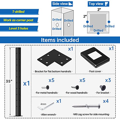 4Pack  Stainless Steel Black Square Weldless Wood / Concrete - Cable Railing