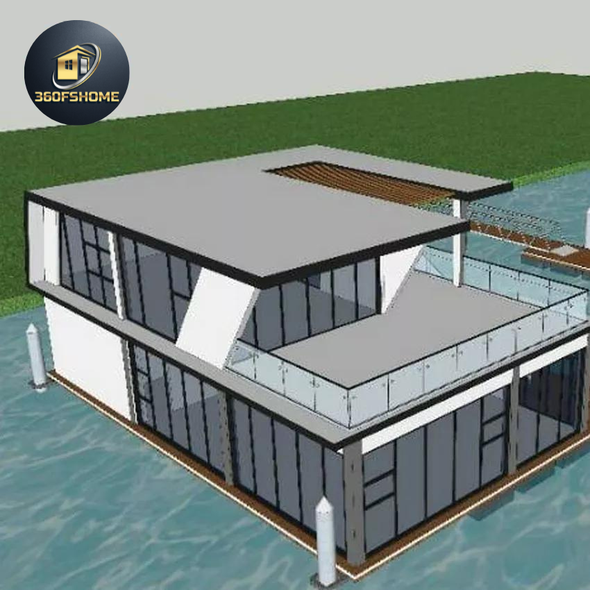 Boat house floating prefabricated modular house